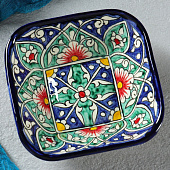  Салатница Риштанская Керамика "Цветы", 13 см, синяя 1573789 