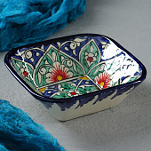  Салатница Риштанская Керамика "Цветы", 13 см, синяя 1573789 