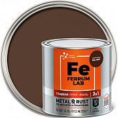  Грунт-эмаль по ржавчине 3 в 1 гладкая коричневая RAL 8017 глянцевая, FERRUM LAB 0,75 л 
