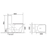  Унитаз напольный Оптима Плюс Квадро безободковый торнадо 620x355x790 г/в тонкое сиденье с механизмом плавного закрывания AQ4451-00 Aquatek 