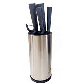 Набор ножей 7 предметов черные ручки круглая подтавка Hoffmann НМ 6645 Набор ножей 7 предметов черные ручки круглая подтавка Hoffmann НМ 6645