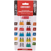  Предохранители флажковые MEDIUM набор 10шт 5-30A с пинцетом блистер SKYWAY 