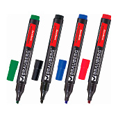  Набор маркеров перманентных 4цв Brauberg Contract, скошенный наконечник, 1-5 мм, 150473 