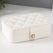  Шкатулка для украшений кожзам Стёганная. Ромбы белая 11х16х5 см 10524184 