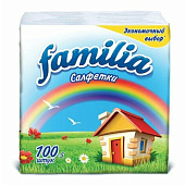 Салфетки бумажные FAMILIA PECETE 24х23 белые 100шт арт.5080553