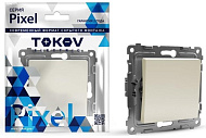  Выключатель встраиваемый 1 клавиша, цвет бежевый, TOKOV Pixel 