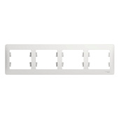 Рамка для розеток и выключателей, 4 поста, цвет белый, SE Glossa Рамка для розеток и выключателей, 4 поста, цвет белый, SE Glossa