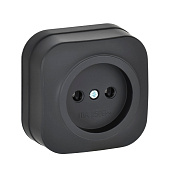 Розетка накладная без заземления, цвет сталь, IEK GLORY Розетка накладная без заземления, цвет сталь, IEK GLORY