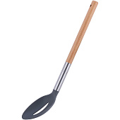  Поварская ложка с отверстиями  нейлоновая с дер. ручкой 34см. 8854 