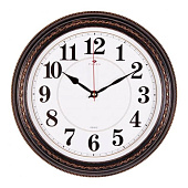  2950-002 (10) Часы настенные круг d=28,5см, корпус черный с бронзой "Классика" "Рубин" 