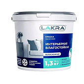 В/Д краска интерьерная влагостойкая повышенной белизны Лакра 1,3кг В/Д краска интерьерная влагостойкая повышенной белизны Лакра 1,3кг