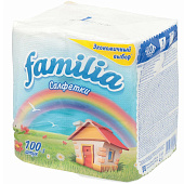 Салфетки бумажные FAMILIA PECETE 24х23 белые 100шт арт.5080553