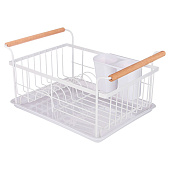 Сушилка для посуды с деревянными ручками белая 36х26х16,5 см 917-100 Сушилка для посуды с деревянными ручками белая 36х26х16,5 см 917-100