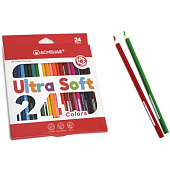 Карандаши цветные 24 шт. Acmeliae Ultra Soft, мягкие, в картонном футляре, 43055 Карандаши цветные 24 шт. Acmeliae Ultra Soft, мягкие, в картонном футляре, 43055