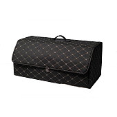 Бокс-органайзер в багажник 66х32х30см Экокожа Черный, строчка золотая Бокс-органайзер в багажник 66х32х30см Экокожа Черный, строчка золотая