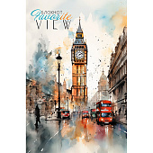  Блокнот на скрепке картонная обложка A6 32 л Апплика Акварель улица, клетка, С0100-286 