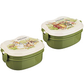 Ланчбокс квадратный, тарелка, ложка-вилка 16,5х12 см "Зайчата" 829-143 Ланчбокс квадратный, тарелка, ложка-вилка 16,5х12 см "Зайчата" 829-143
