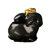 Кашпо "Зайчиха с зайчонком" черный с золотом, 10см 10792045 Кашпо "Зайчиха с зайчонком" черный с золотом, 10см 10792045