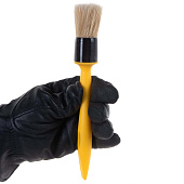  Кисть круглая Эксперт 30мм, натуральная щетина, желтая пластиковая ручка, АКОР 