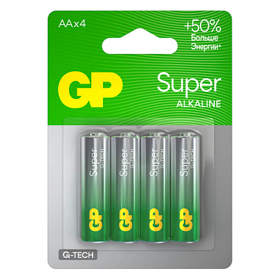  Батарейка AA G-tech Alkaline LR6, 4шт, GP SUPER 