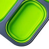 Контейнер силиконовый складной 3 отсека с ловилкой (PR-FH007) PR Контейнер силиконовый складной 3 отсека с ловилкой (PR-FH007) PR