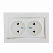  Розетка двойная встраиваемая без заземления, цвет белый,  Lezard MIRA 