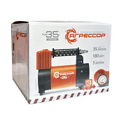 Компрессор AGR-35L 35л/мин 180W 12V 10Атм, с насадками, Агрессор с фонарем Компрессор AGR-35L 35л/мин 180W 12V 10Атм, с насадками, Агрессор с фонарем