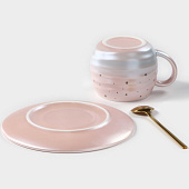  Чайная пара керамическая «Магия», 3 предмета 260 мл, цвет розовый 9624047 