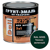 ГРУНТ - ЭМАЛЬ по ржавчине "DALI" зеленый мох RAL6005-0,75л ГРУНТ - ЭМАЛЬ по ржавчине "DALI" зеленый мох RAL6005-0,75л