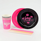  Набор бумажной посуды "Девчонка", на 6 персон, 6 стаканов, 6 тарелок, трубочки   10797811 