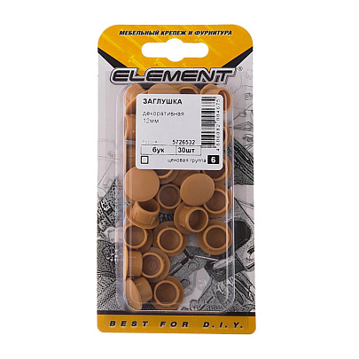 Заглушки декорат.12мм бук (30 шт) "Element" Заглушки декорат.12мм бук (30 шт) "Element"