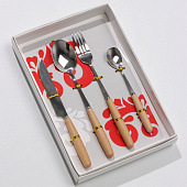 Набор столовых приборов Доляна Wood, 4 предмета, цвет металла серебряный 7354197 Набор столовых приборов Доляна Wood, 4 предмета, цвет металла серебряный 7354197