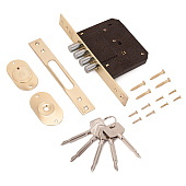  Замок врезной без ручек 189-4 крест ключ (латунь/золото) АЛЛЮР 