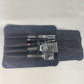  Набор приборов для гриля Diolex из нержавеющей стали (лопатка, щипцы, вилка, щетка-гриль) в чехле DX-BS004 