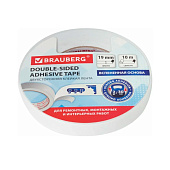 Клейкая двухсторонняя лента 19мм х 10м, НА ВСПЕНЕННОЙ ОСНОВЕ 1мм, прочная, BRAUBERG, 606421 Клейкая двухсторонняя лента 19мм х 10м, НА ВСПЕНЕННОЙ ОСНОВЕ 1мм, прочная, BRAUBERG, 606421
