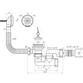 Сифон для ванны 1 1/2" с гибкой трубой 40х50 Е255/2420 