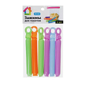 Набор зажимов для пакетов 6шт, пластик, 10 см 438-014 Набор зажимов для пакетов 6шт, пластик, 10 см 438-014