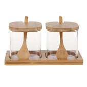 Набор банок для хранения с ложкой, 9х8х8 см стекло, бамбук Vetta ЭКО 828-006 Набор банок для хранения с ложкой, 9х8х8 см стекло, бамбук Vetta ЭКО 828-006