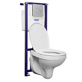 Инсталляция для подвесного унитаза 4в1 Альфа комфорт (монтажная рама, унитаз, сиденье микр. кнопка белая) Santeri Инсталляция для подвесного унитаза 4в1 Альфа комфорт (монтажная рама, унитаз, сиденье микр. кнопка белая) Santeri