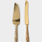  Набор для торта Goldy, 2 предмета: нож, лопатка, цвет золотой 9814674 
