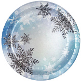  Тарелка бумажная «Снежинки», 23 см, набор 6 шт. 