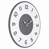  Часы настенные из МДФ корпус серый+белый d=35 Классика 
