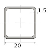 Труба профильная  20х20х1,5 L=3