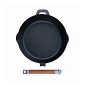 Сковорода чугунная d24см 2 слива Гардарика съемная дер ручка 0224 Сковорода чугунная d24см 2 слива Гардарика съемная дер ручка 0224