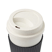  Стакан для кофе с крышкой WeatFiber, 350 мл, 8,8х14 см, белый/черный 10747646 