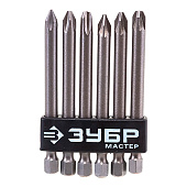 Набор бит Ph1,2,3 Pz1,2,3 - 75мм, 6 шт ЗУБР MX-6 Набор бит Ph1,2,3 Pz1,2,3 - 75мм, 6 шт ЗУБР MX-6