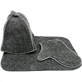  Набор для бани Бацькина баня Classic gray, шапка, коврик 