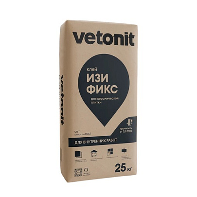 Клей для плитки Изи Фикс C0T (25кг) /Vetonit Клей для плитки Изи Фикс C0T (25кг) /Vetonit