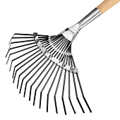  Грабли веерные 20 зубьев, с черенком, оксидированные, плоский зуб Россия// СИБРТЕХ , 61779 