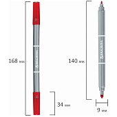  Фломастеры двухсторонние BRAUBERG 6 цветов, пишущие узлы 2 и 5 мм, вент. колп., карт. упак., 151408 